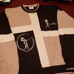 Men's Graphic Crewneck Sweater in Black and Tan